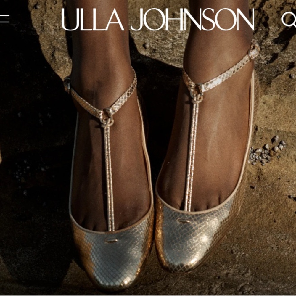 Ulla Johnson Louise Mary Jane Ballet Flat in Gold Python